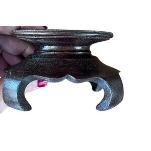 Vtg Chinese Carved Footed Hardwood Display Base Stand 2.5" Opening Cantonware